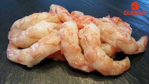 A photograph of Argentine red shrimp peeled and deveined (P&D).
