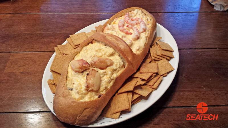A photograph of Chilean crab meat and shrimp meat dip.