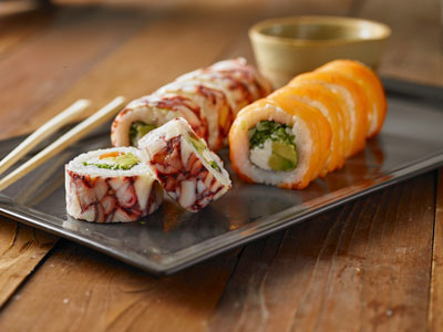 Octopus sheets used to make sushi rolls pictured in this photo.